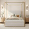 Polibi Modern Luxury Metal Canopy Bed with Corduroy Upholstered Tall Headboard - 2 of 4