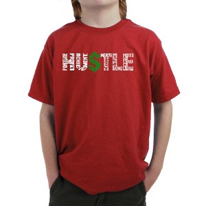LA Pop Art Boy's Word Art T-shirt - Hustle Red X Small - 1 of 4
