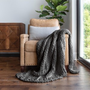 Chunky Knit Throw Blanket Braided, Soft & Cozy - Becky Cameron - 1 of 4