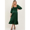 Pinkblush Green Satin Smocked Cinched Bust Maternity Midi Dress - 2 of 4
