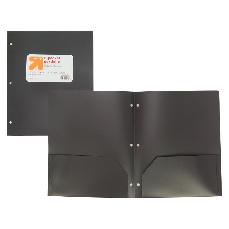 2 Pocket Plastic Folder Black - up &#38; up&#8482;, 1 of 3