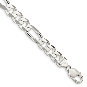 Black Bow Jewelry Men's 10.75mm, Sterling Silver, Solid Figaro Chain Bracelet - 1 of 4