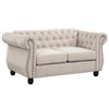 Chesterfield Chenille Couch Button Tufted Cushion Seats Loveseat with Rolled Arm for Living Room Beige - Morden Fort - 3 of 4
