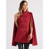 Allegra K Women's Winter Slit Sleeve Double Breasted Cloak Coat - 4 of 4