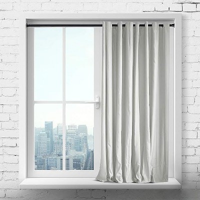 Adjustable Black Steel Tension Curtain Rod 48-80 Inches