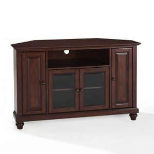 Cambridge Corner TV Stand for TVs up to 48" Mahogany - Crosley: Brass Hardware, Media Storage, Glass Doors - 1 of 4