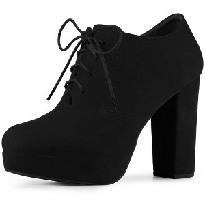 Perphy Women's Lace Up Round Toe Cushioned Insole Platform Chunky Heel Ankle Boots - 1 of 4