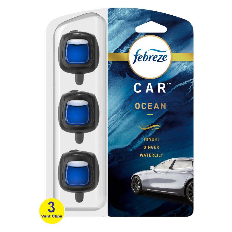 Febreze Car Air Freshener Vent Clip - Ocean Scent - 0.22 fl oz/3pk, 1 of 10