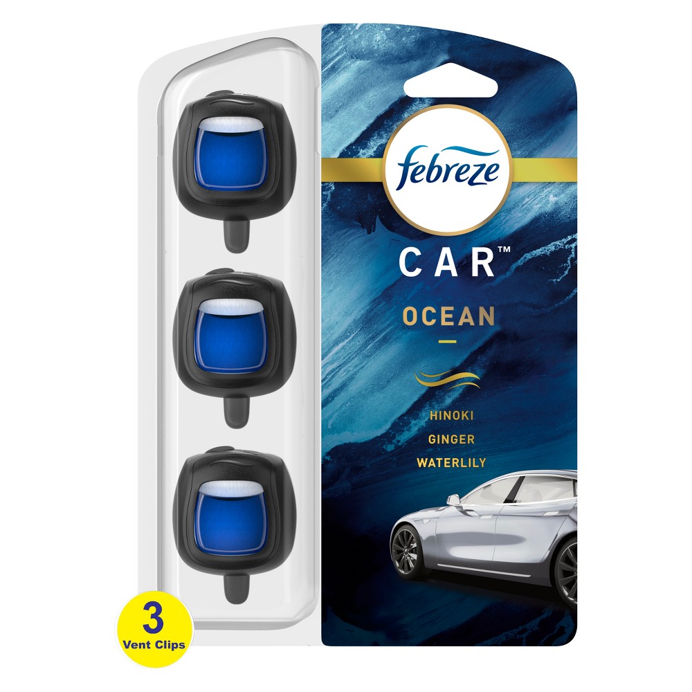 Photos - Air Freshener Febreze Car  Vent Clip - Ocean Scent - 0.22 fl oz/3pk 
