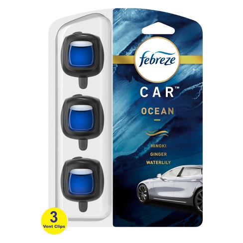 Febreze Car Air Freshener Vent Clip - Ocean Scent - 0.22 Fl Oz/3pk