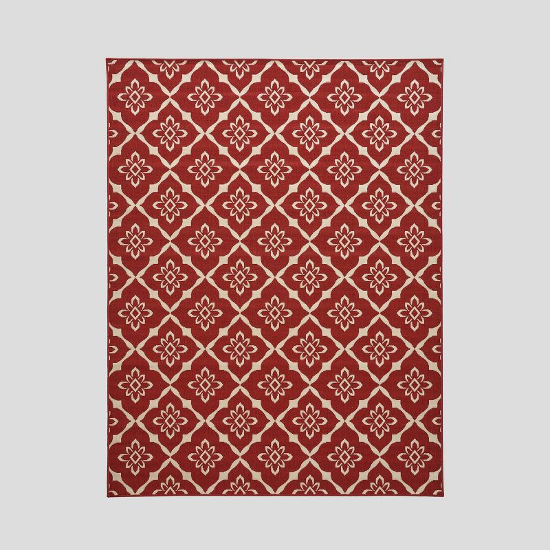 Tallevast Trellis Outdoor Rug Red/Ivory - Christopher Knight Home, 1 of 7