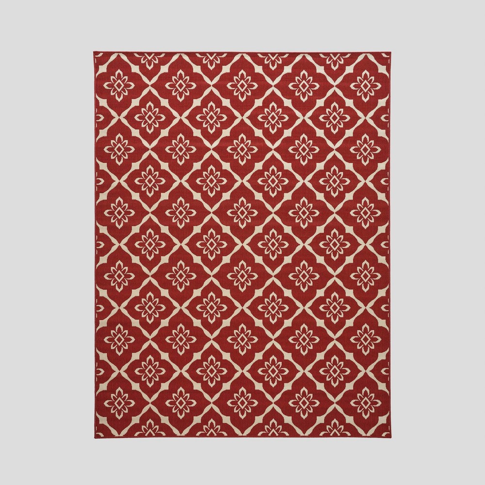 7'10in x 10' Tallevast Trellis Outdoor Rug Red/Ivory - Christopher Knight Home