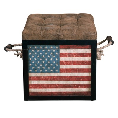 Banner American Flag Storage Ottoman - HomeFare