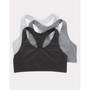 Hanes Women's Cotton Racerback Sports Bralette, Low Impact, 3-Pack - 1 of 2