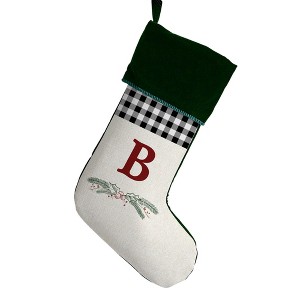 Personalization Mall Festive Foliage Initial Christmas Stocking, Green - 1 of 2