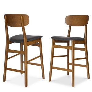 Best Choice Products 2-Piece Farmhouse Counter Height Bar Stool Set w/ Cushioned Seat, Wooden Backrest - 1 of 4