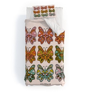 Deny Designs Kids' Doodle by Meg Rainbow Butterflies Duvet and Sham Set - 1 of 4