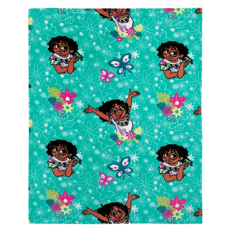 Disney Encanto Tropical Delight Turquoise, Pink, and Teal, Mirabel, Flowers, and Butterflies Super Soft Toddler Blanket, 2 of 5
