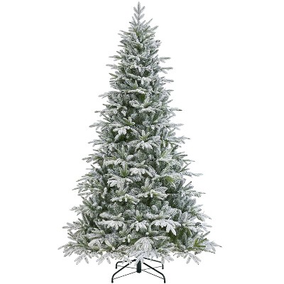 Yaheetech 4.5Ft/6Ft/7.5Ft Pre-Lit Snow Flocked Christmas Tree with Multicolor LED Lights