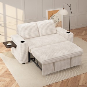 Dyonery 65.5 inch Convertible Sleeper Sofa Bed with Arm Storage,Pull Out Couch Bed with USB Port,Reclining Backrest,Tool-Free Assembly,Modern Loveseat - 1 of 4