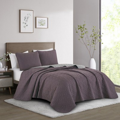 Esca Lada Luxurious & Sophisticated 3 Piece Reversible Bedspread Set: 1 Comforter, 2 Pillow Shams