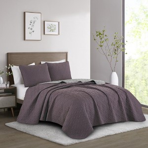 Esca Lada Luxurious & Sophisticated 3 Piece Reversible Bedspread Set: 1 Comforter, 2 Pillow Shams - 1 of 4