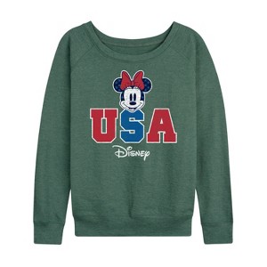 Women's - Disney - Americana Lightweight French Terry Wide Neck Long Sleeve Shirt - 1 of 4