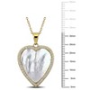 EVERLY JEWELRY | Yellow Plated Sterling Silver 5 1/3 CT TGW Created White Sapphire and Mother of Pearl Necklace with Chain, 18"+2"ext - 2 of 4