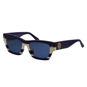 Tory Burch TY 7169U 189580 Womens Rectangle Sunglasses Navy Ivory Vintage Stripes 52mm - 1 of 4