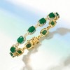 Ross-Simons 13.00 ct. t.w. Emerald and .18 ct. t.w. Diamond Bracelet in 18kt Gold Over Sterling Size 7 - 4 of 4