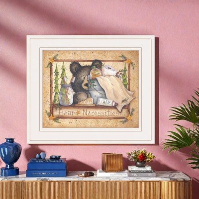 ChicFurnit Wall Art Bear Necessities Framed Print Modern Rustic Design for Living Room, Multicolor, 13"*1"*11"