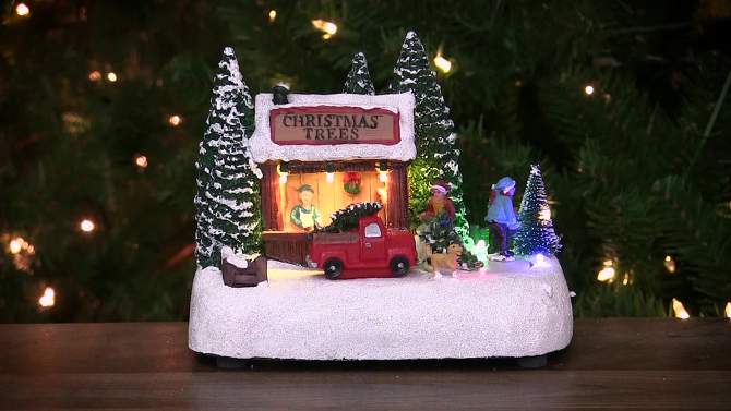 Northlight 8" LED Lighted and Musical Christmas Tree Shop Village Display Piece, 2 of 8, play video