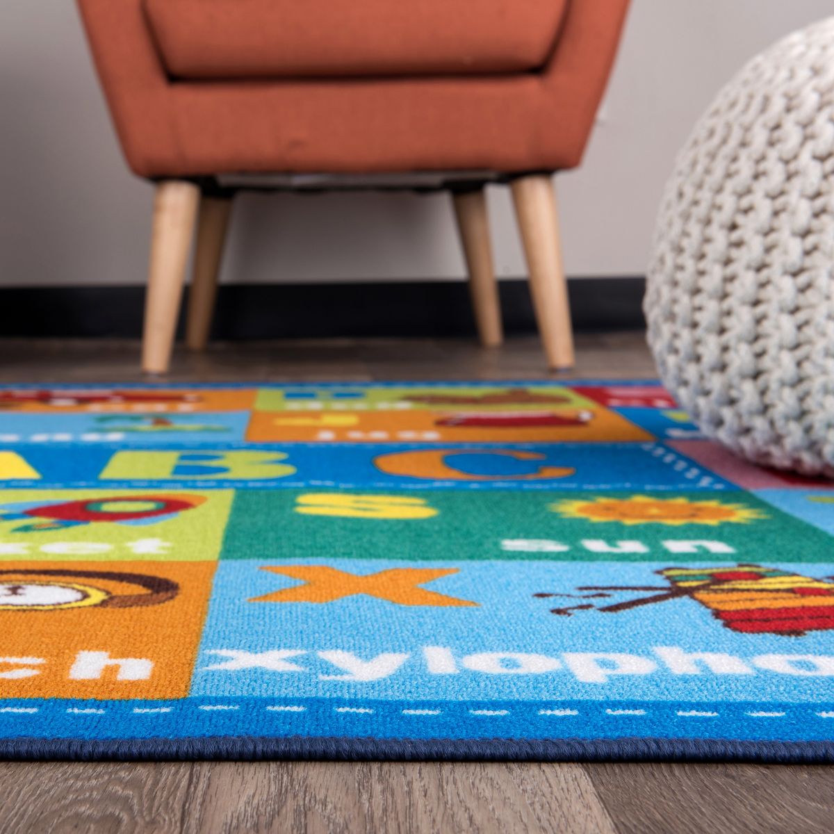 World Rug Gallery Kids Educational Learning Alphabet Symbols Non Slip Area Rug - thumbnail 3