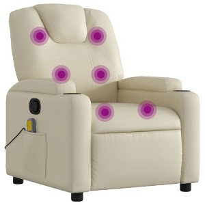 vidaXL Massage Recliner Chair Cream Faux leather, metal, plywood - 1 of 4
