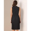 Allegra K Women's Sleeveless V Neck Tie Waist A-line Midi Pleated Dresses - 3 of 4