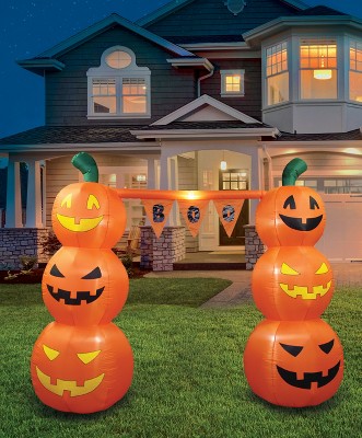 10 ft Tall Orange Inflatable Pumpkin Banner Archway with LED Lights