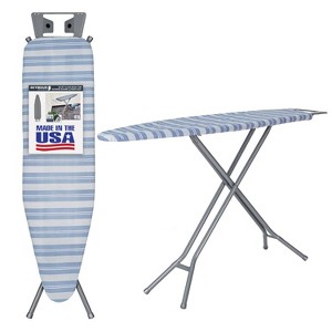 Seymour Home Products 4 Leg Mesh Top Ironing Board with Iron Rest Blue Stripe: Full Size, Adjustable, Steel Frame - 1 of 4