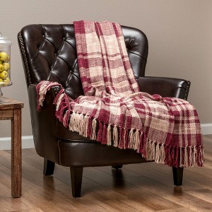 Chanasya Farmhouse Plaid Throw Blanket Knit Decorative Blanket - 1 of 4