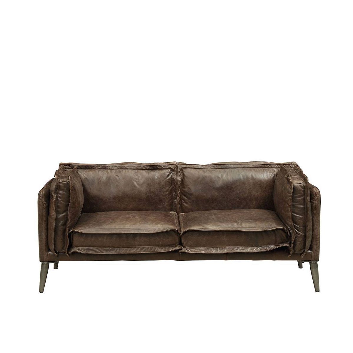Acme Furniture Porchester Grain Leather Sofa Distress Chocolate