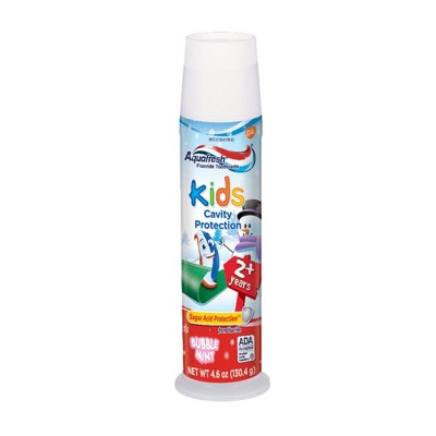 Aquafresh Kids Fluoride Toothpaste Bubble Mint Pump - 4.6 oz