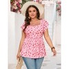 YESFASHION Womens Plus Size Summer Tops Square Neck Ruffle Short Sleeve Casual Tunics Loose Comfy Blouse Shirts - 2 of 4