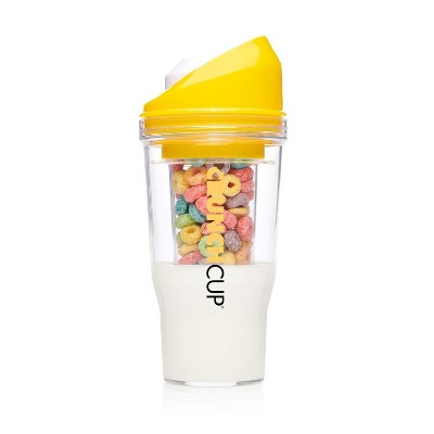 The CRUNCHCUP XL BLACK - Portable Plastic Cereal Cups for Breakfast On the Go - Great For Kids & Adults!