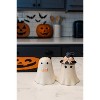 Transpac Dolomite Pearlized Ghost Bow Tie Salt and Pepper Shakers Ceramic Halloween Decor for Festive Dining - 2 of 4