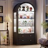 PAKASEPT 73'' Tall 4-Tier Arched Display Cabinet with Glass Doors, Curio Cabinet with LED Lights for Collectibles Bookcase, Arched Pantry Cabinet - 4 of 4