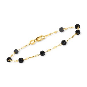 Ross-Simons Italian Onyx Bead Station Bracelet in 18kt Yellow Gold - 1 of 4