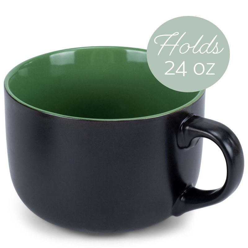 Elanze Designs Large Color Pop 24 ounce Ceramic Jumbo Soup Mugs Set of 4, Green, 2 of 6