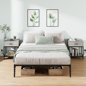Universal Metal Bed Frame with Storage - Heavy Duty Platform for Twin/Full/Queen/King, No Box Spring - 1 of 4