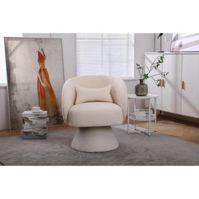 TOAOTBNBO 360° Swivel Accent Chair With Barrel-curved backrest, Modern Armchair for Bedroom Club Chair with Sloping Arms and Stylish Base