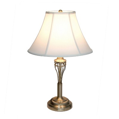 Antique Brass 3-Piece Lamp Set with White Bell Shades