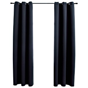 Aghana Digitals 2-Pack Black 37"x63" Polyester Blackout Curtains with Rings - Light Blocking, - 1 of 4